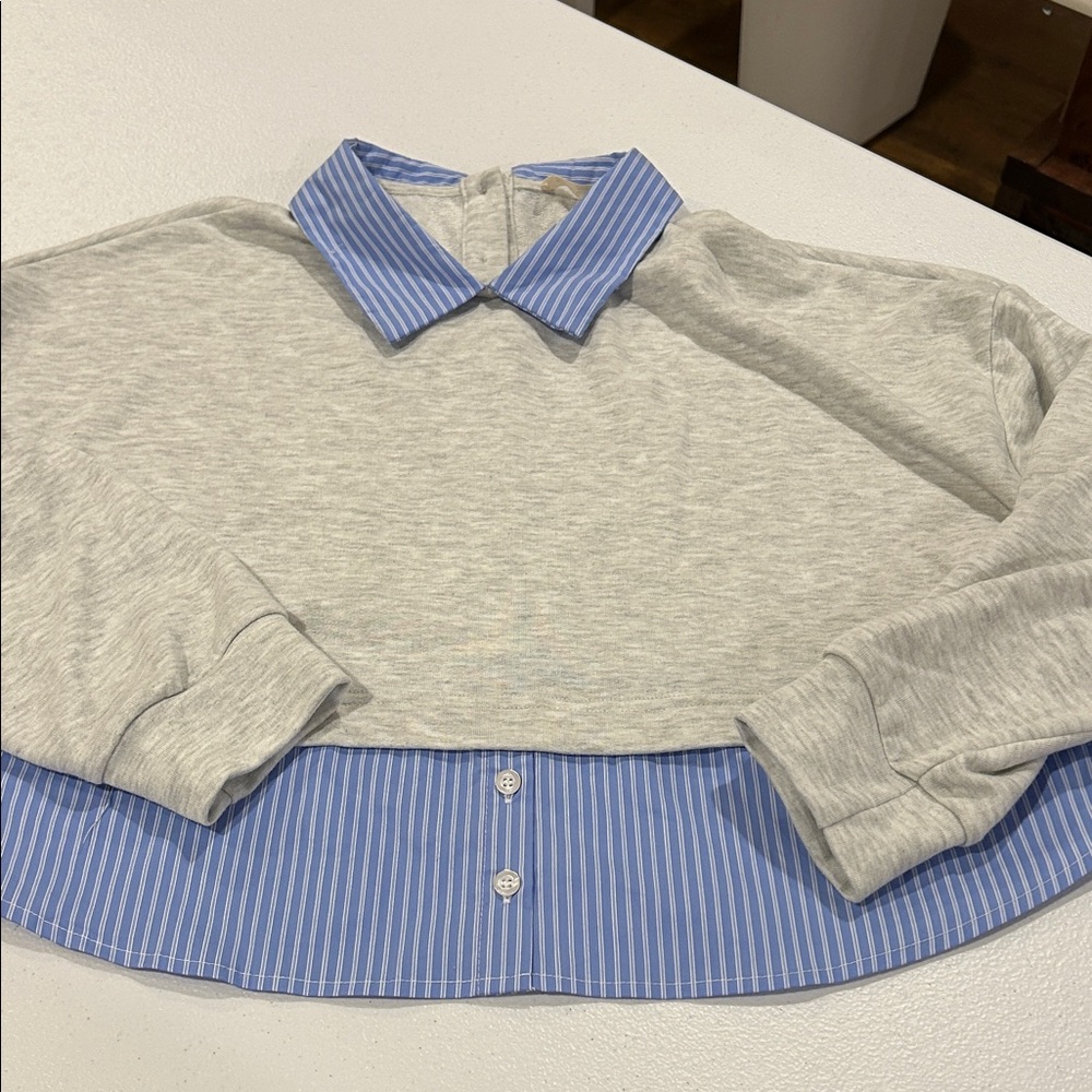 ILLA ILLA Blue Stripe and Gray Knit Shirt
